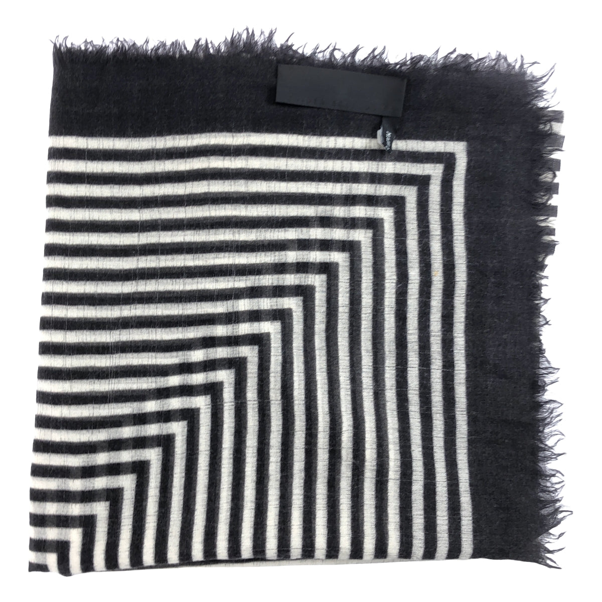【美品】  Haider Ackermann / ハイダーアッカーマン | スクエアボーダー 大判ストール | ホワイト / グレー