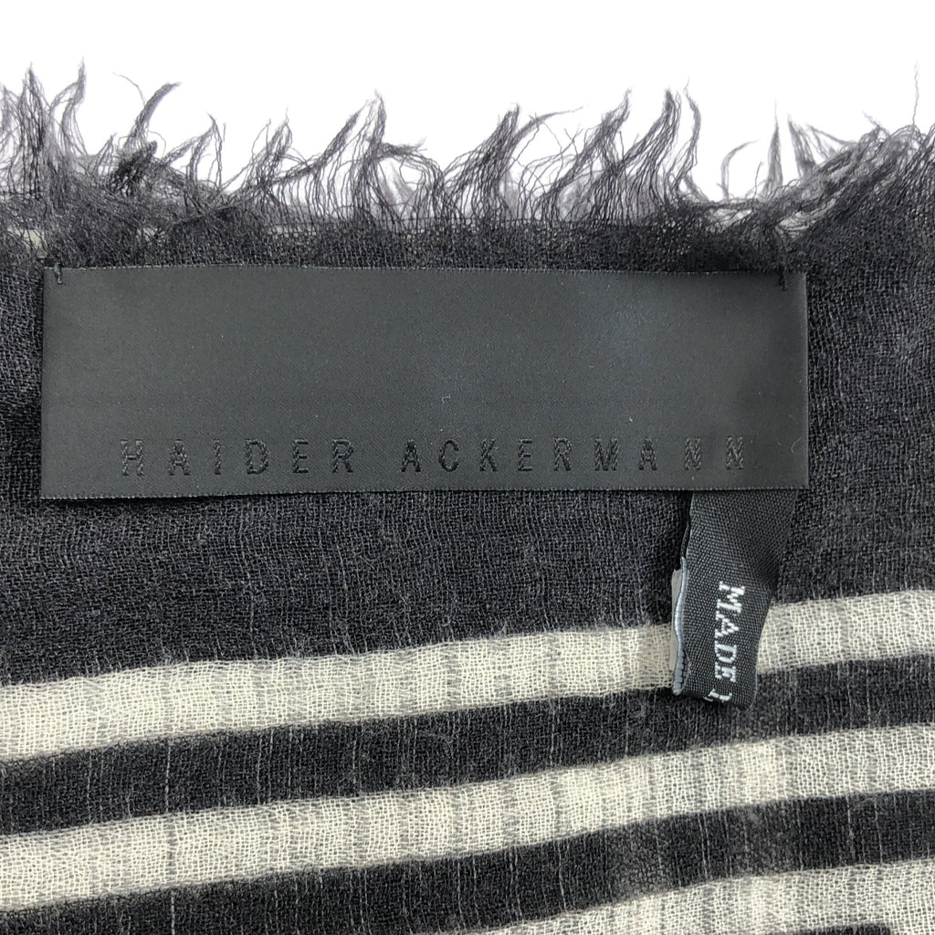 【美品】  Haider Ackermann / ハイダーアッカーマン | スクエアボーダー 大判ストール | ホワイト / グレー