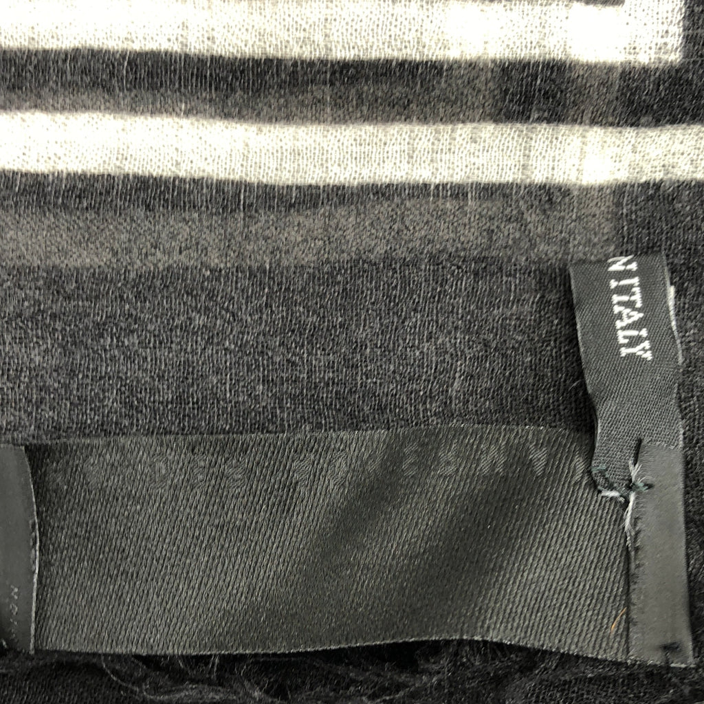 【美品】  Haider Ackermann / ハイダーアッカーマン | スクエアボーダー 大判ストール | ホワイト / グレー