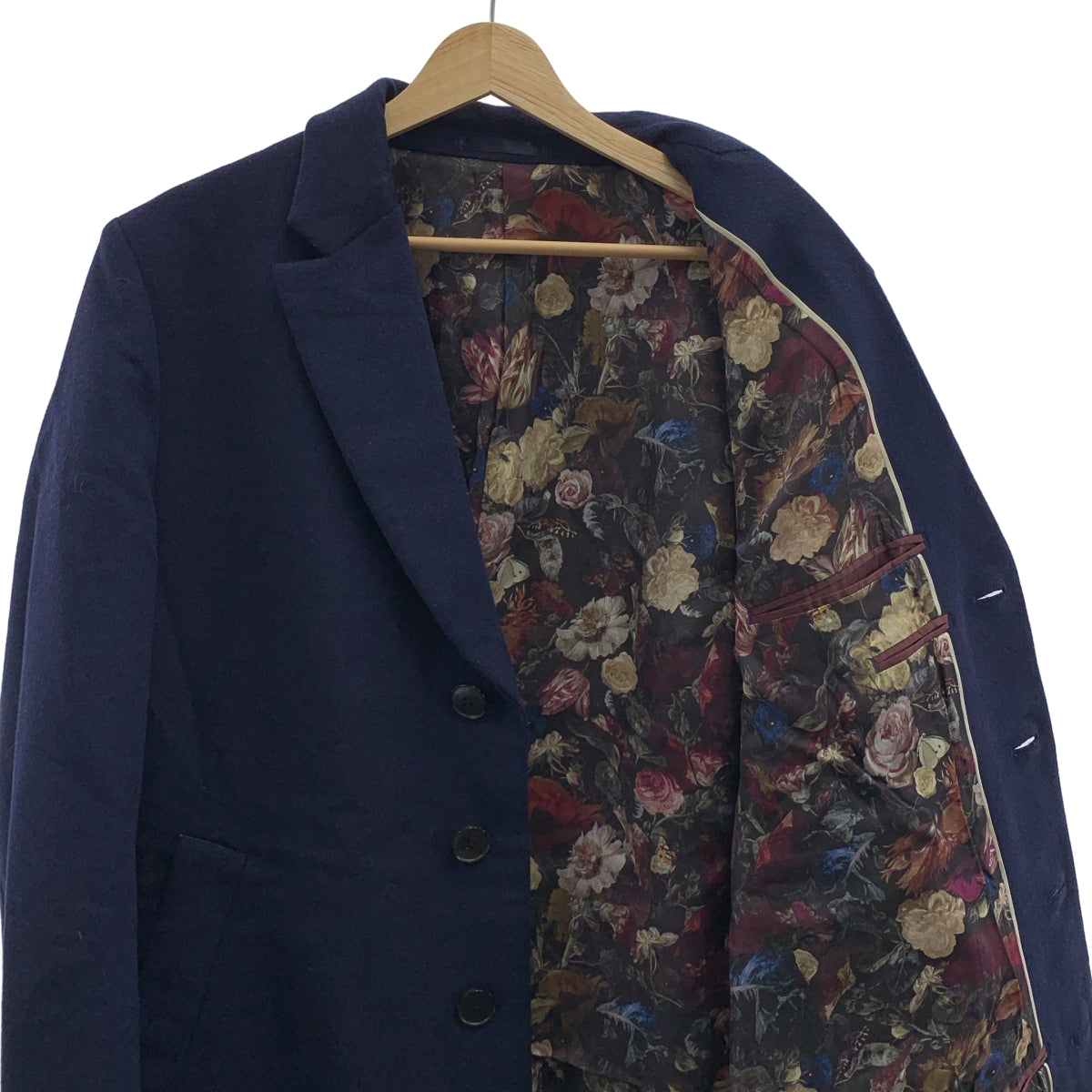 Paul Smith / 폴 스미스 | 비버 멜튼 안감 꽃 무늬 체스터 코트 | L | 남성