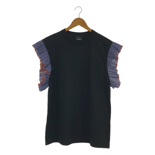 【美品】  NON TOKYO / ノントーキョー | フリルカラー クルーネック トップス Tシャツ カットソー | F | ブラック/パープル系 | レディース