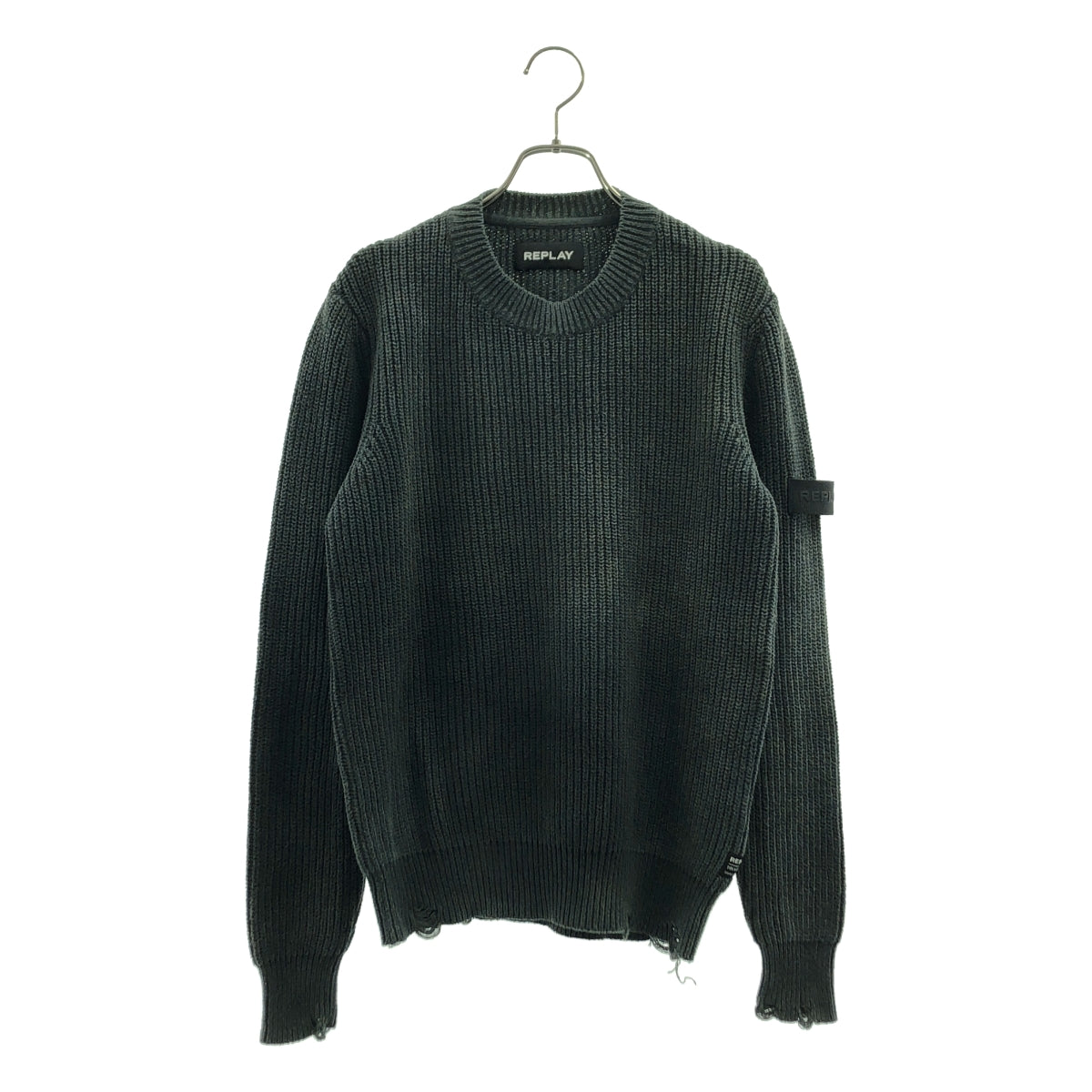 REPLAY / リプレイ | ワッペンロゴ ニット セーター | S | グレー | メンズ