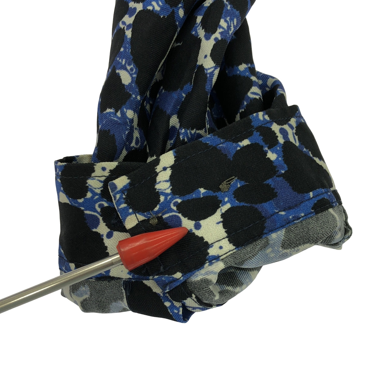 【美品】  BANANATIME / バナナタイム | silk 100％ / シルク 総柄 バンドカラー ドレス ワンピース | XS | ホワイト/ブルー | レディース