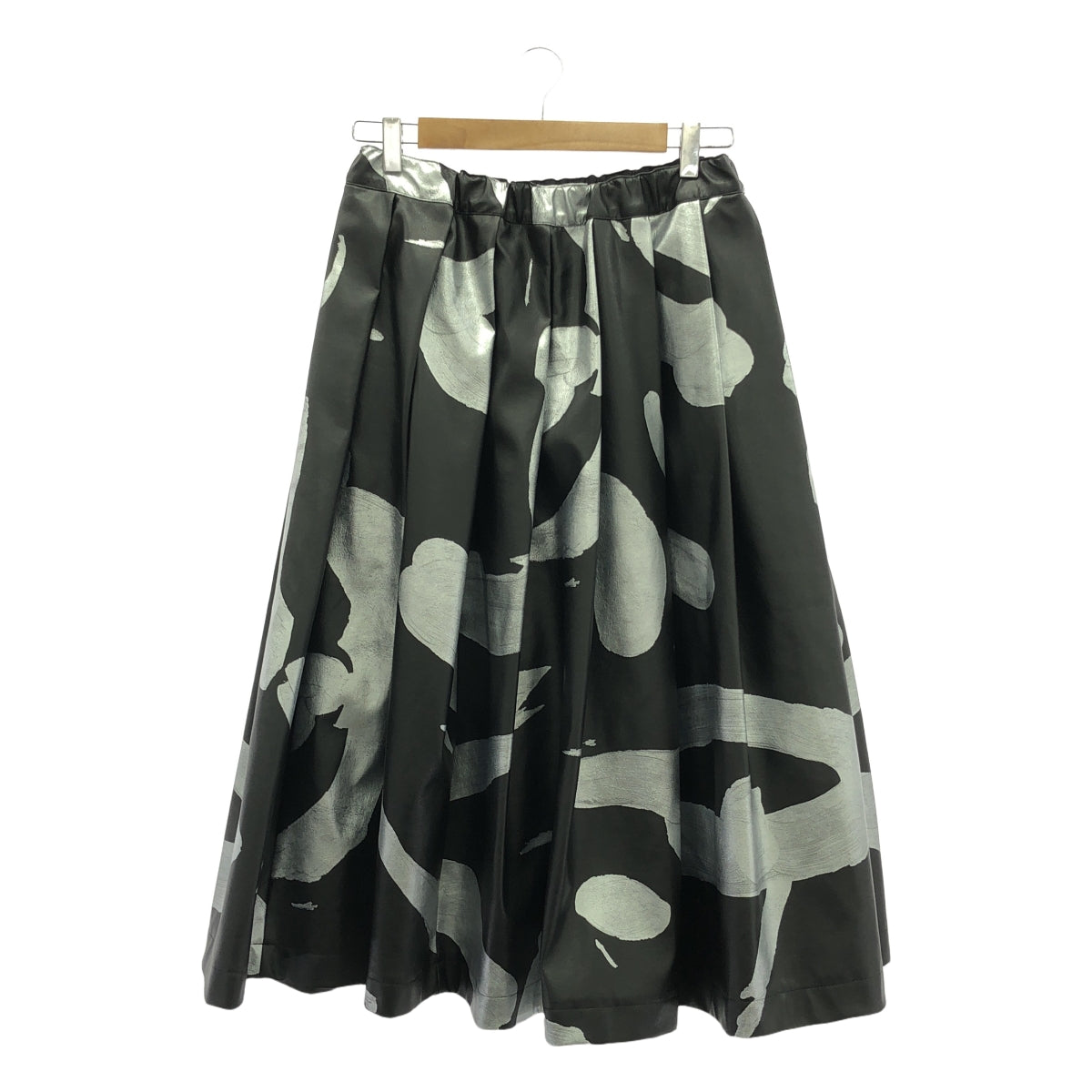 【미품】 COMME des GARCONS / 콤데 갤슨 | 2024AW | 가짜 가죽 총 무늬 스커트 | S | 블랙 / 실버 | 여성