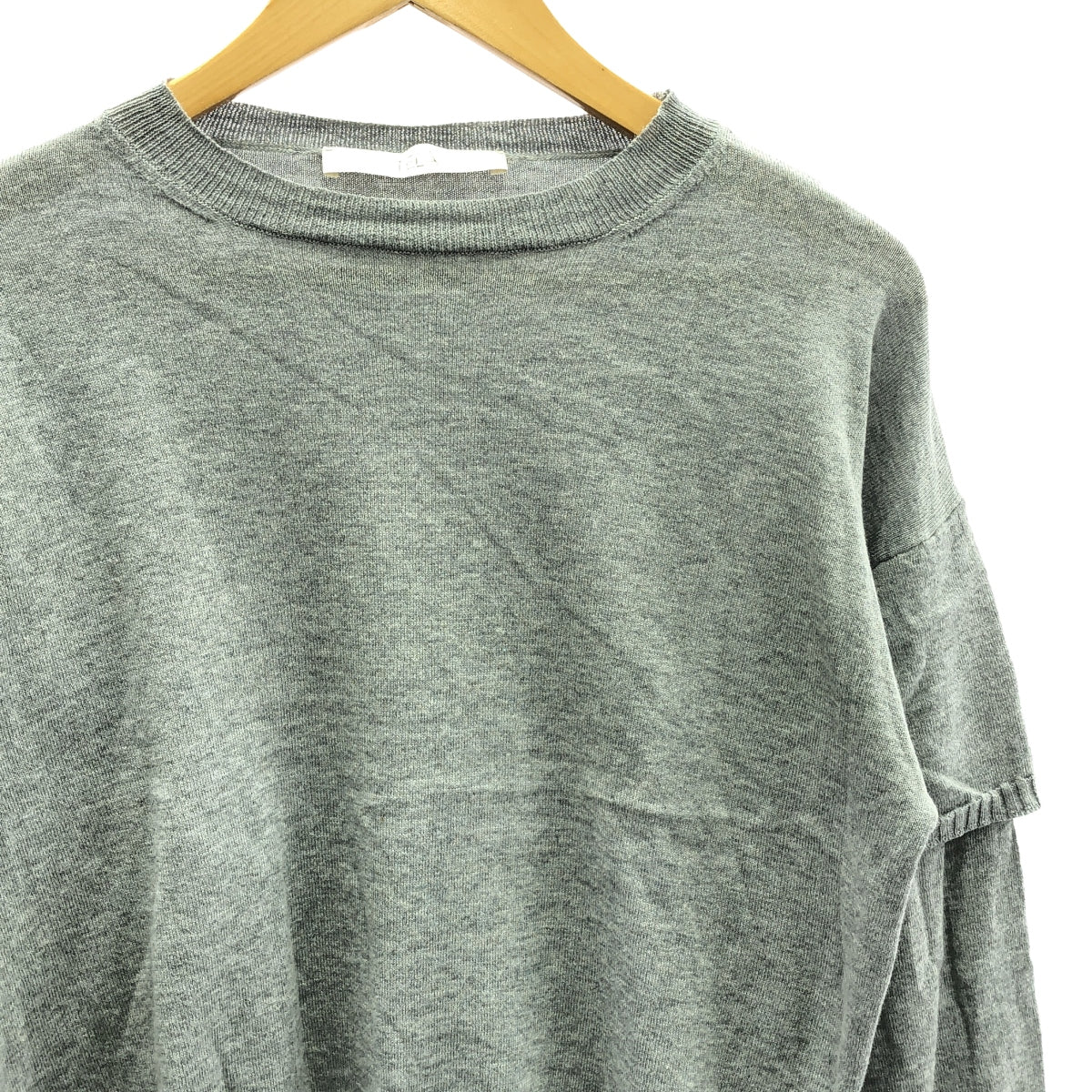 TELA | Cotton wool layered pullover knit | S | Gray | Women's