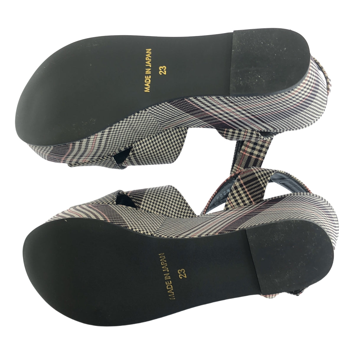 [狀況良好] BLUE LABEL CRESTBRIDGE / Blue Label Crestbridge |格紋厚底綁帶涼鞋 |尺寸 23 |灰色 |女性的