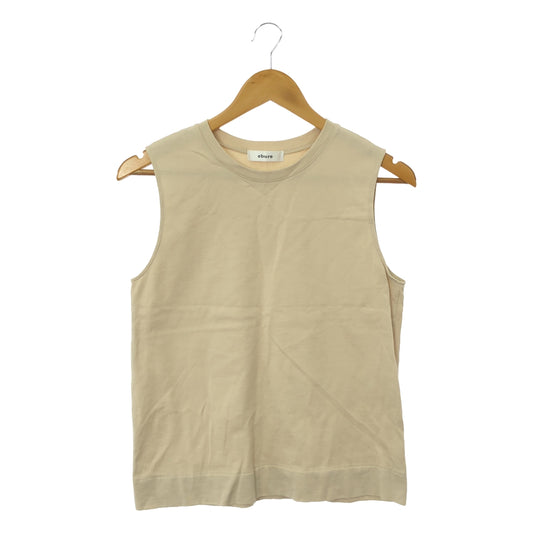 ebure | Cotton crew neck sleeveless cut and sew tank top | 38 | Beige | Women's