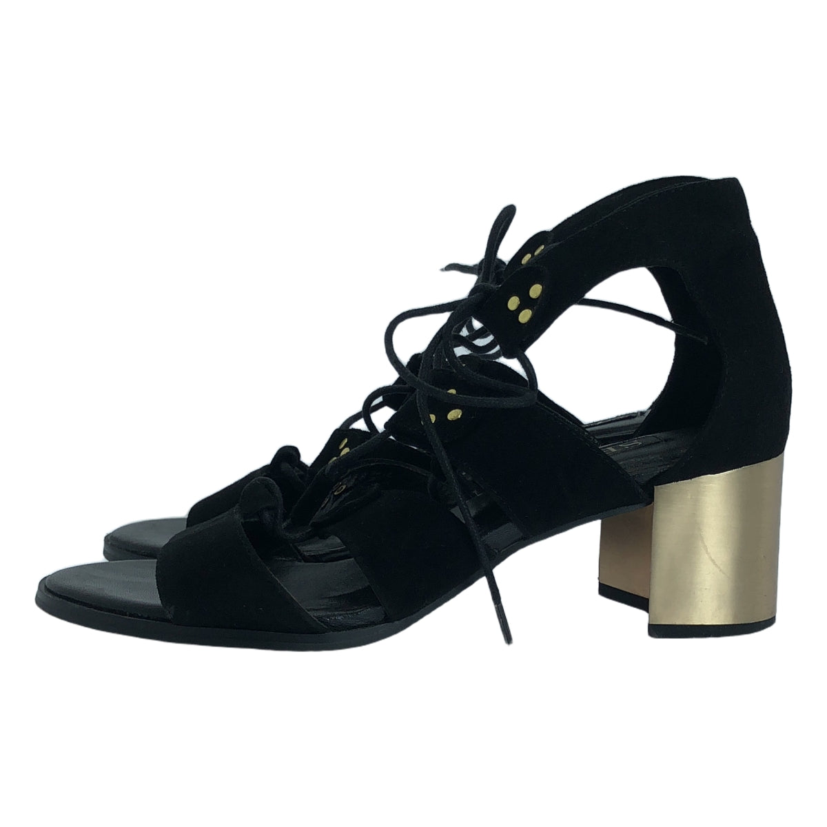 【미품】 SENSO / 센소 | QIANA 스웨이드 가죽 레이스 업 힐 샌들 | 37 | 블랙 | 여성