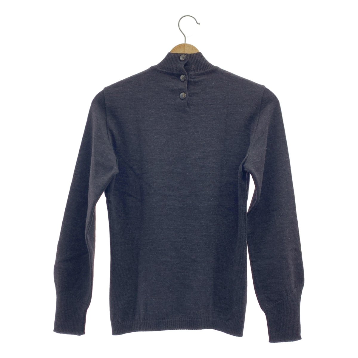 Salvatore Ferragamo | 羊毛後背紐扣高領毛衣 | S 碼 | 炭灰色 | 女款