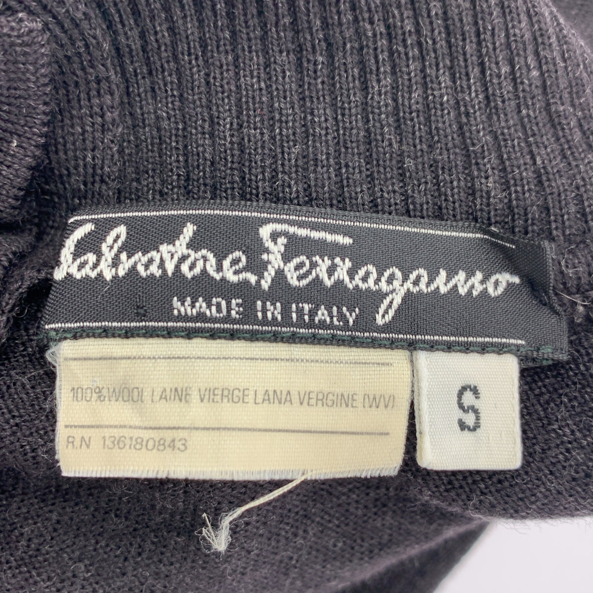 Salvatore Ferragamo | 羊毛後背紐扣高領毛衣 | S 碼 | 炭灰色 | 女款