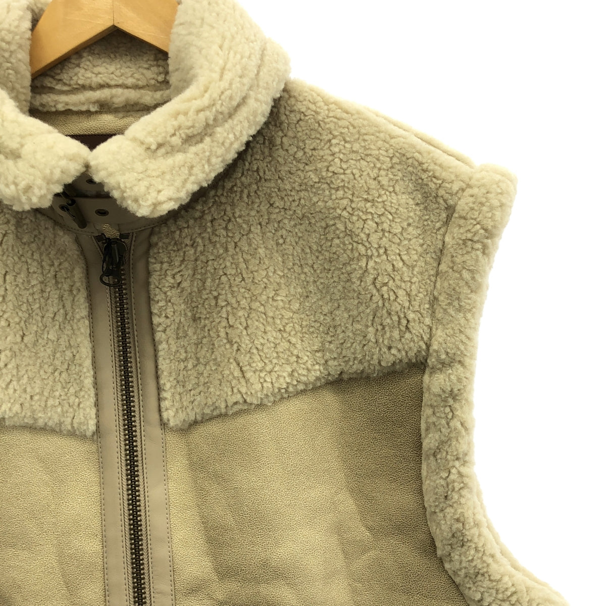 【美品】  ALEXIA STAM  / アリシアスタン | 2023AW | フェイク ムートン レザー ボア オーバー ベスト ジャケット | F | beige | レディース