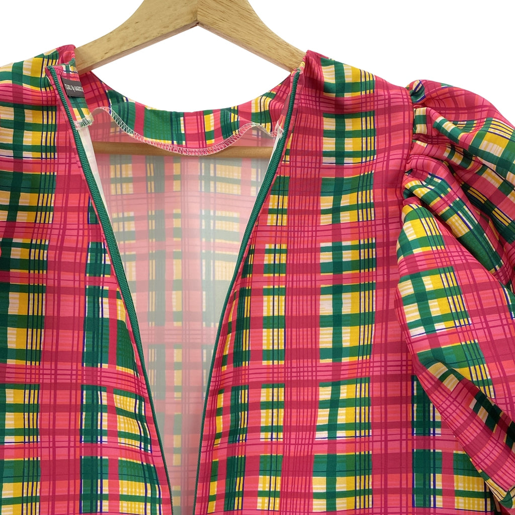 TSURU by Mariko Oikawa | Elenore 格紋泡泡袖襯衫 | F 碼 | 女款