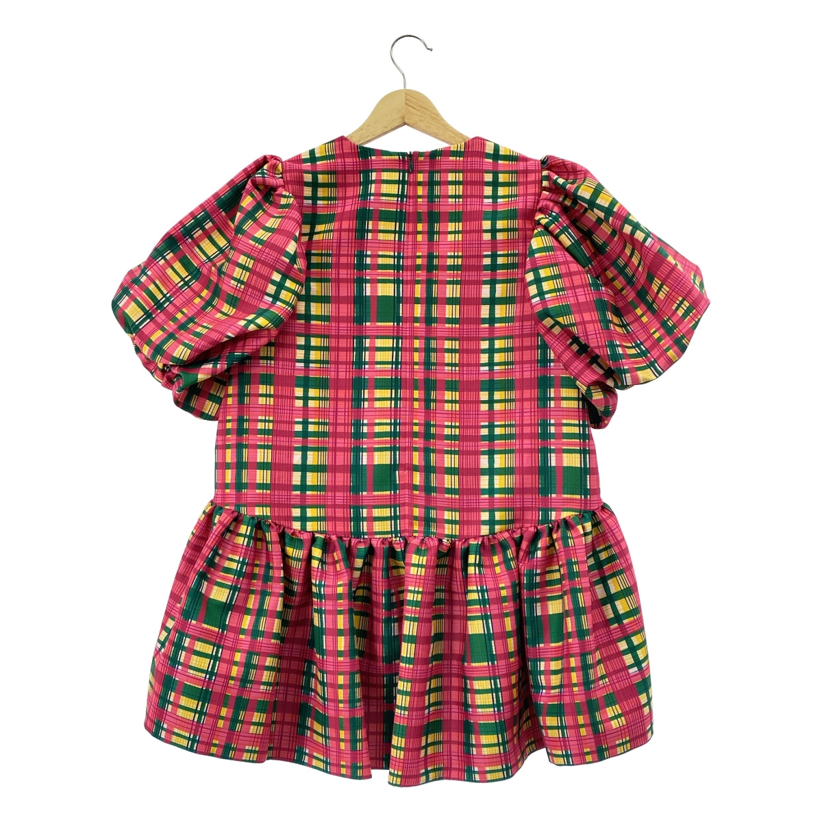 TSURU by Mariko Oikawa | Elenore 格紋泡泡袖襯衫 | F 碼 | 女款