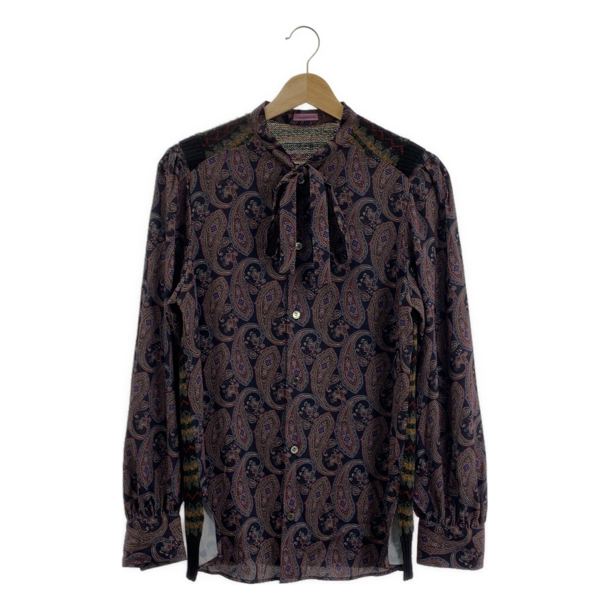 Sue UNDERCOVER / スーアンダーカバー | 2021AW | 異素材切替 総柄 ボウタイ シャツ | 2 | マルチカラー | レディース