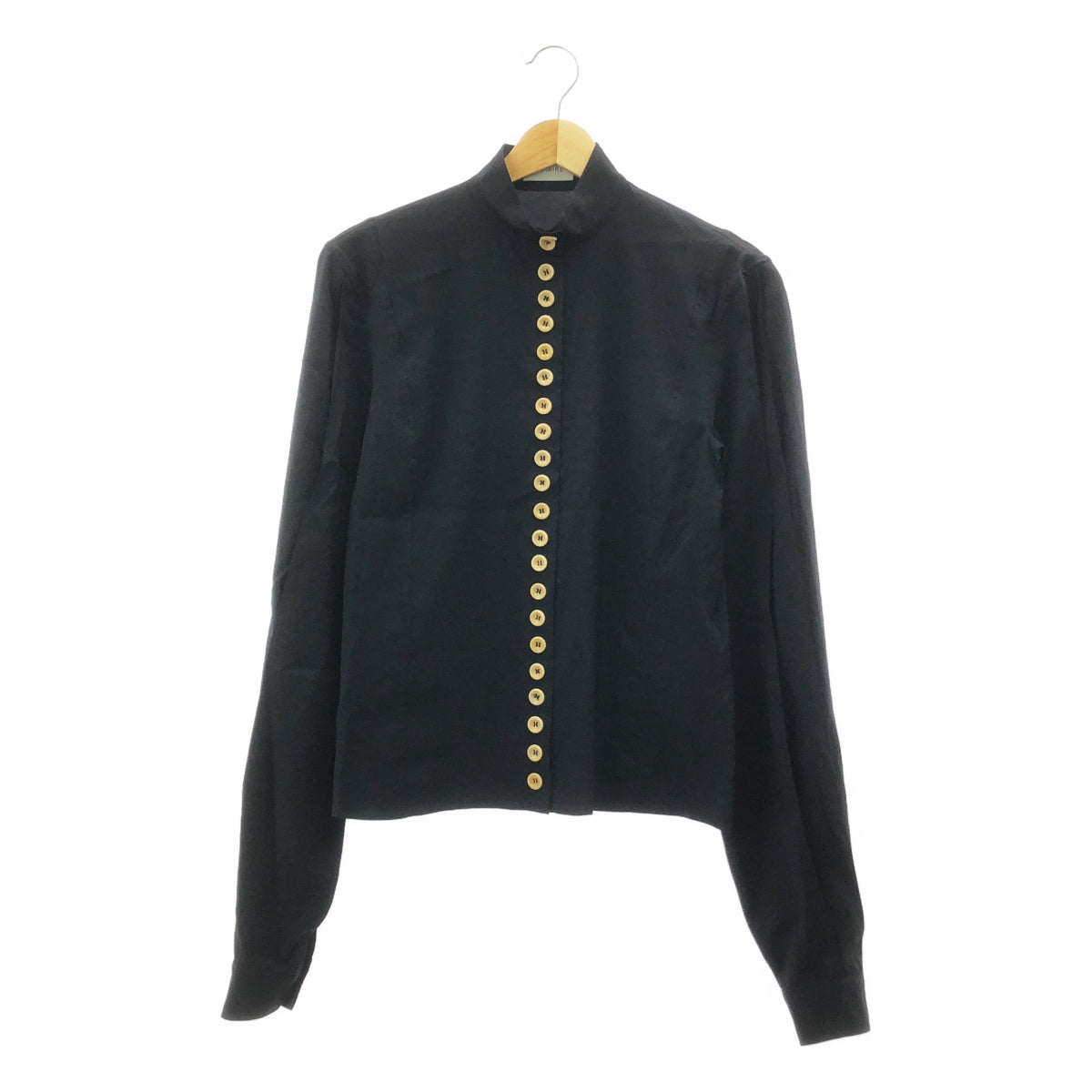 LEMAIRE / 르메르 | 실크 플리츠 슬리브 울 밴드 컬러 셔츠 | 36 | 여성