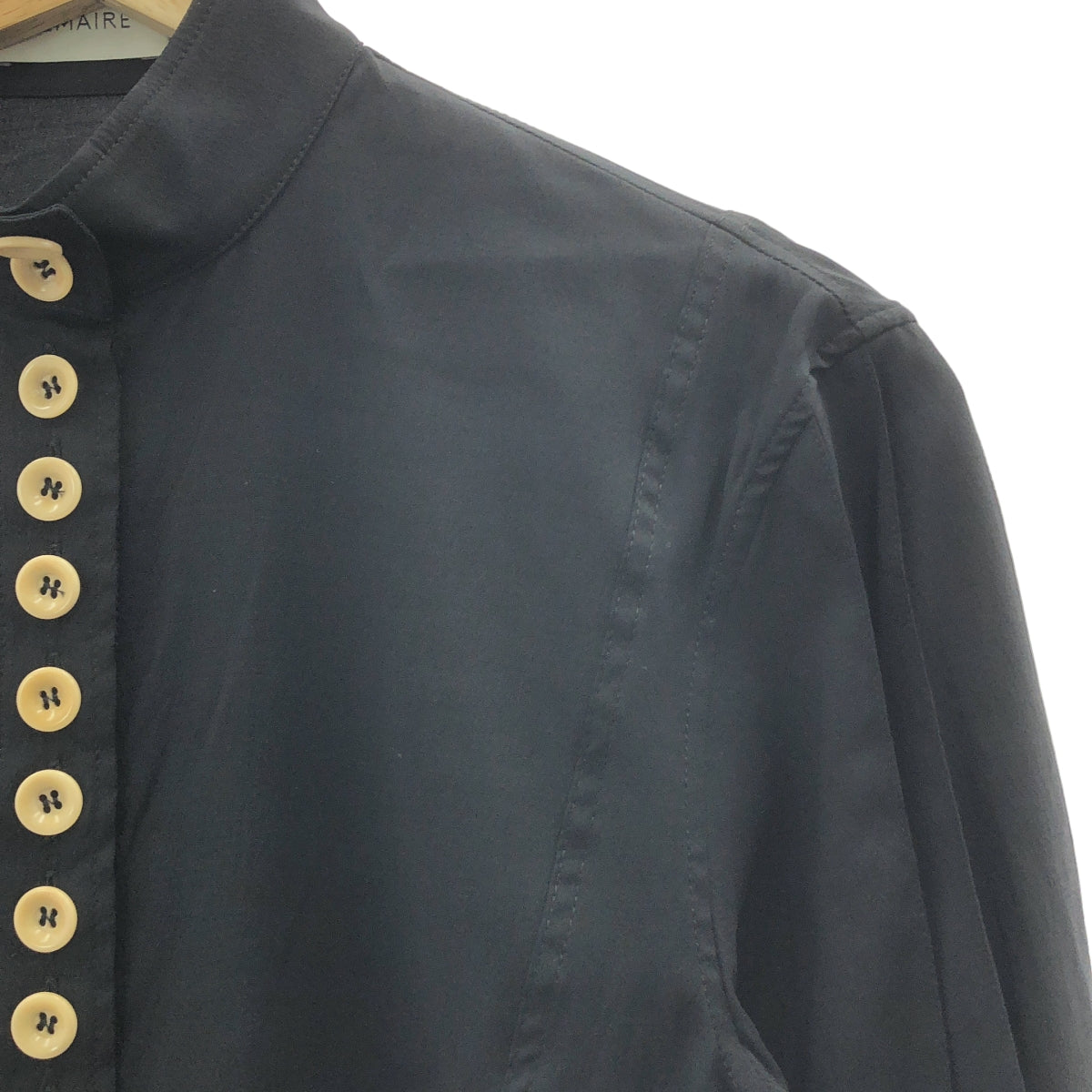 LEMAIRE / 르메르 | 실크 플리츠 슬리브 울 밴드 컬러 셔츠 | 36 | 여성