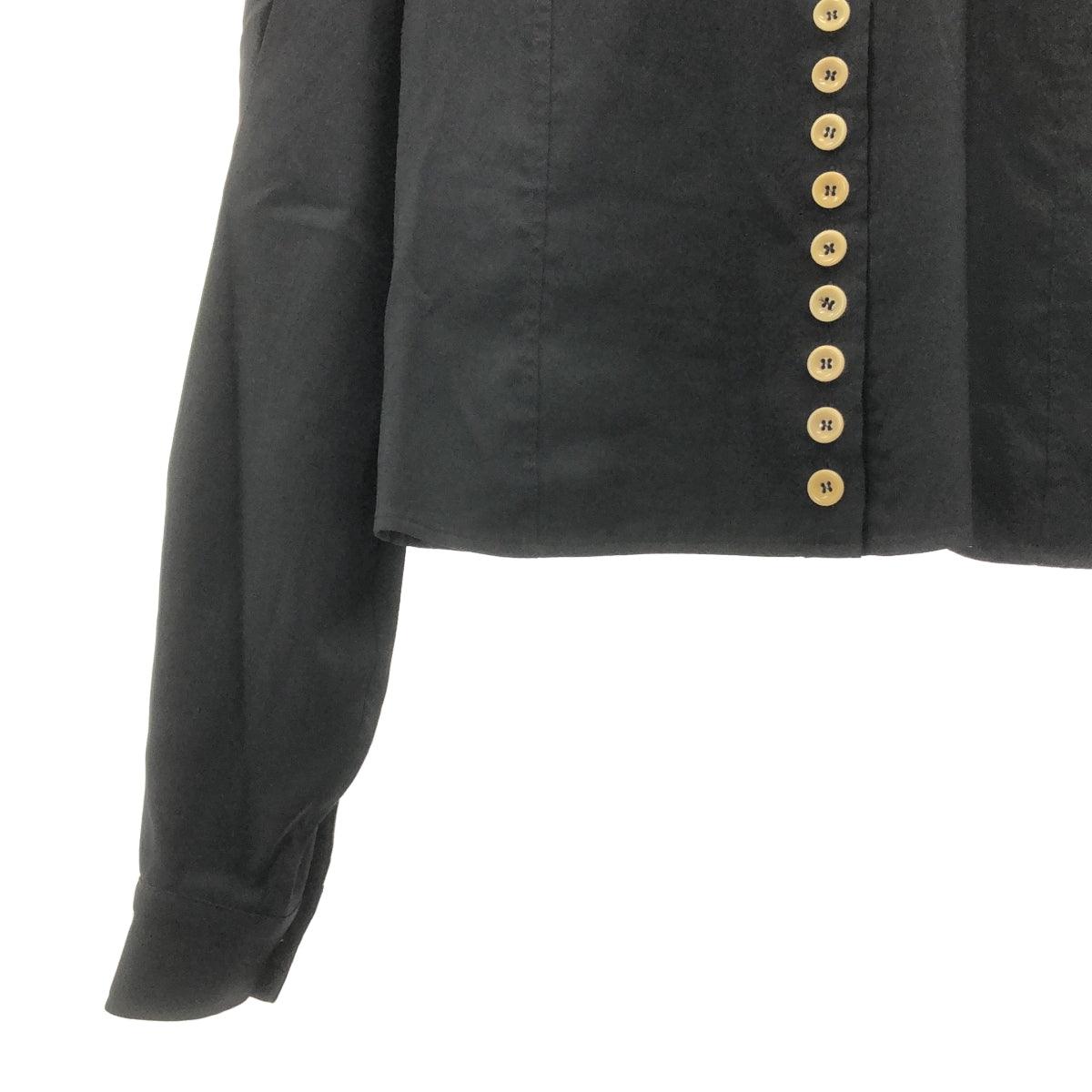 LEMAIRE / 르메르 | 실크 플리츠 슬리브 울 밴드 컬러 셔츠 | 36 | 여성