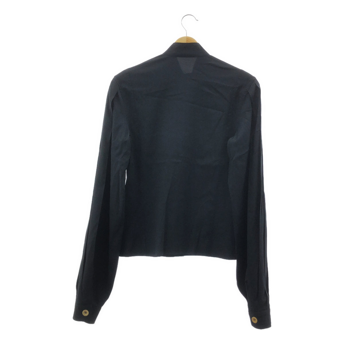 LEMAIRE / 르메르 | 실크 플리츠 슬리브 울 밴드 컬러 셔츠 | 36 | 여성