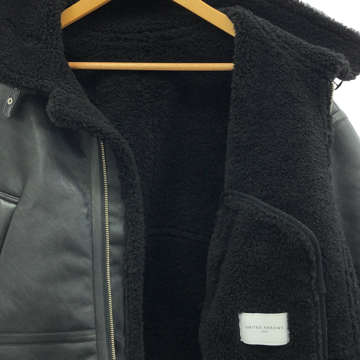 UNITED ARROWS / 유나이티드 애로즈 | 가짜 무톤 보머 재킷 | 38 | 블랙 | 여성