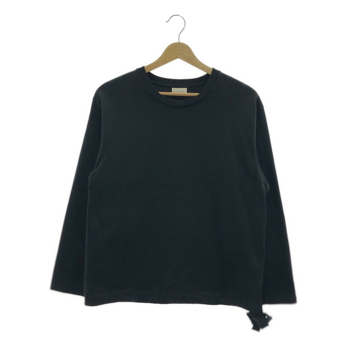 DRIES VAN NOTEN / ドリスヴァンノッテン | コットン ドローストリング クルーネック プルオーバー トップス | XS | ブラック | レディース
