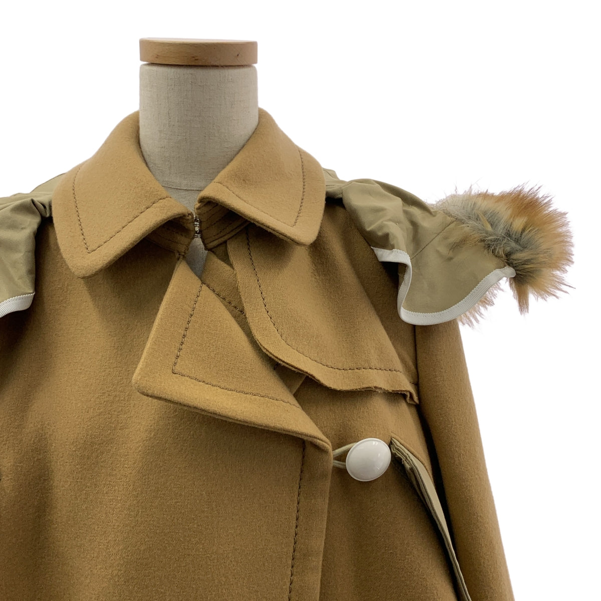 sacai / サカイ | カットアウト ギャザー ロングコート | 1 | ベージュ | レディース