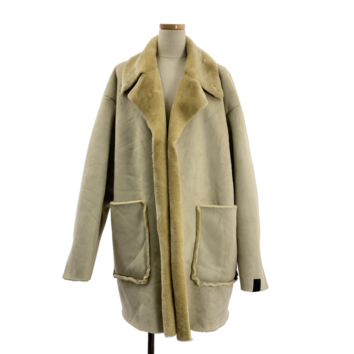 N.HOOLYWOOD / 엔 할리우드 | 2022AW | 무톤라이크 버튼리스 오버 하프 코트 | 40 | 남성