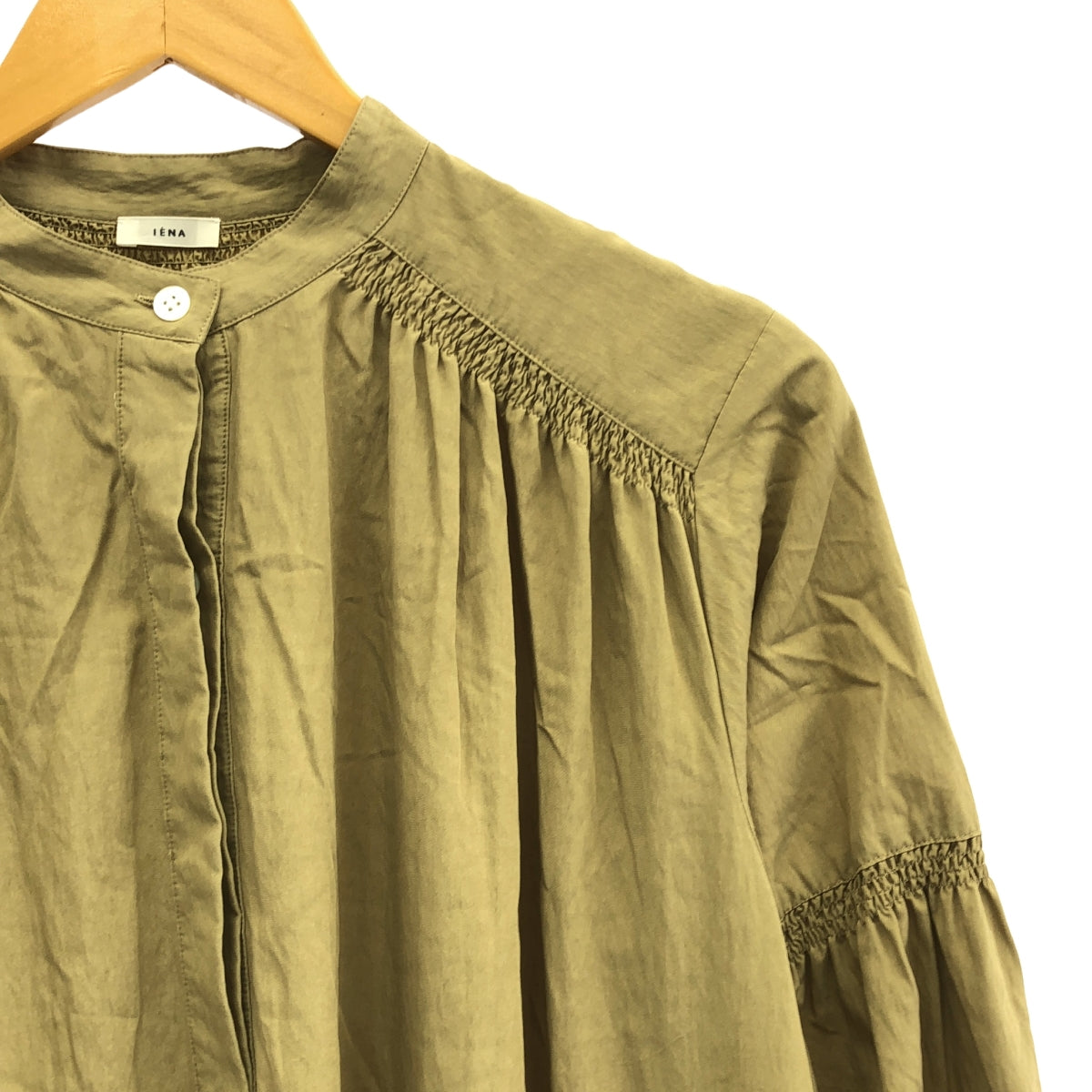 IENA | 2022春夏 |人造絲尼龍褶皺連身裙 | 36 |卡其色 |女性的