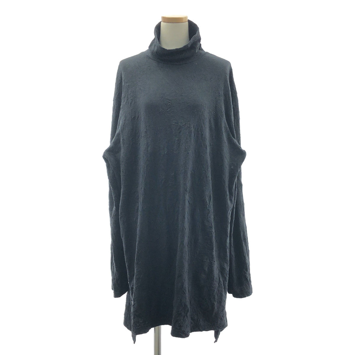 [狀態極佳] Ground Y | 2021 秋冬 | 羈扣開口挖/墊圈高領開衩長套頭衫 | 尺寸 3 | 黑色 | 男款