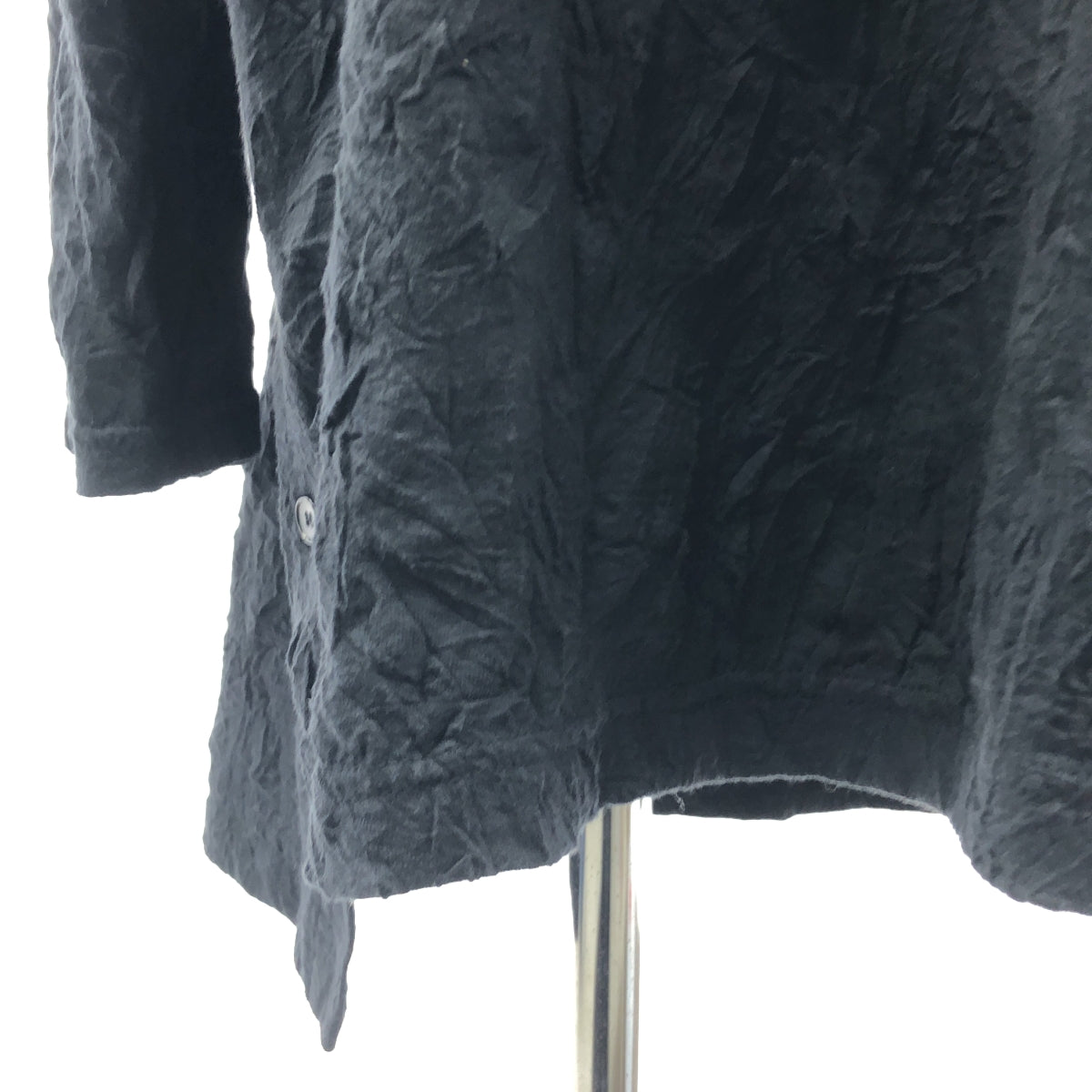 [狀態極佳] Ground Y | 2021 秋冬 | 羈扣開口挖/墊圈高領開衩長套頭衫 | 尺寸 3 | 黑色 | 男款