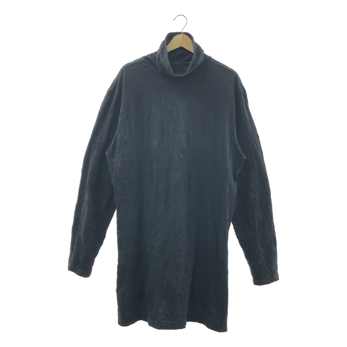 [狀態極佳] Ground Y | 2021 秋冬 | 羈扣開口挖/墊圈高領開衩長套頭衫 | 尺寸 3 | 黑色 | 男款