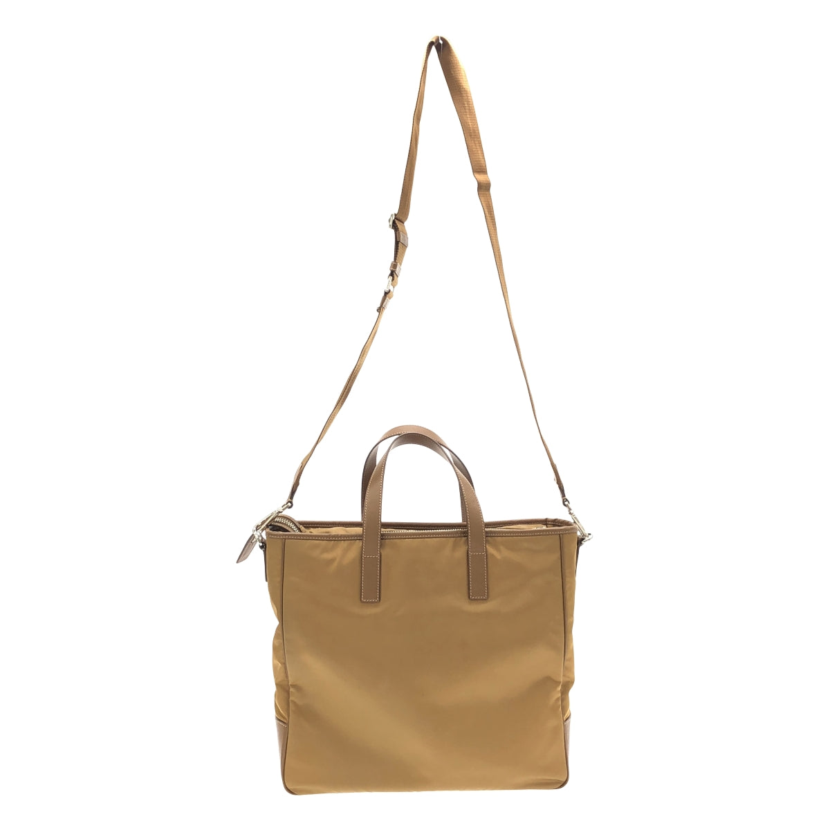 【미품】 PRADA / 프라다 | Re-Nylon x 사피아노 가죽 2way 숄더 첨부 토트 백 / 로고 총 안감 / 유니섹스 | TABACCO | 남성