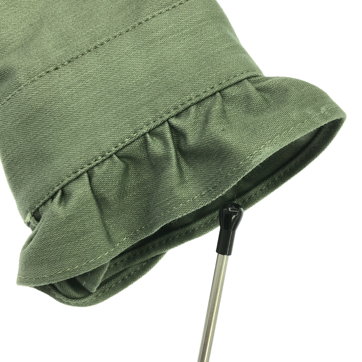 HANA TO GUITAR / ハナトギター | コットン フリル スタンドカラー リボン シャツ | F | カーキ | レディース