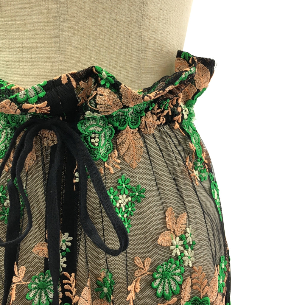 tricot COMME des GARCONS / トリココムデギャルソン | 2003SS | エンブロイダリー ロングスカート | ブラック/ピンクベージュ/グリーン | レディース