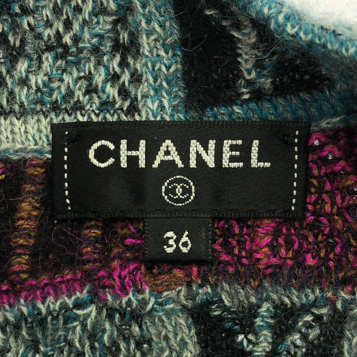 【美品】  CHANEL / シャネル | バックボタン クルーネック ロング ニットワンピース | 36 | マルチカラー | レディース