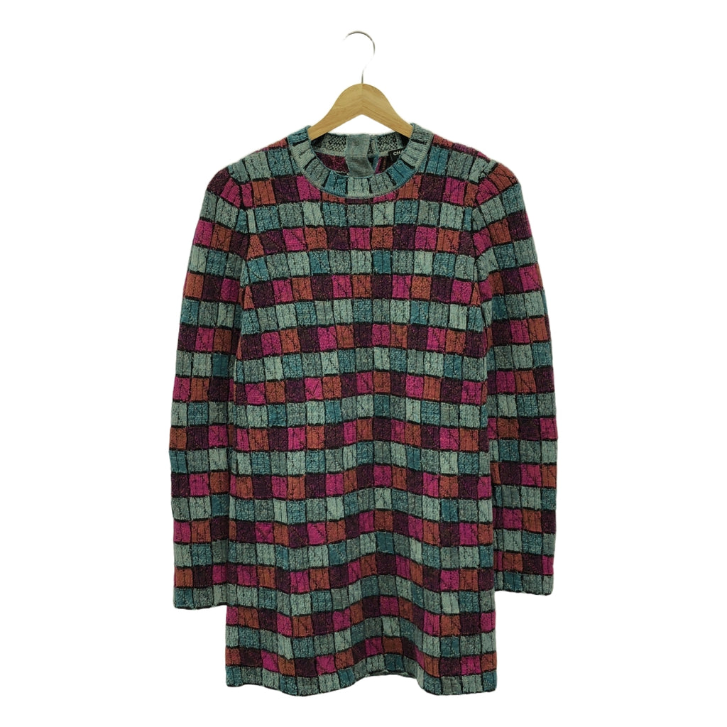 【美品】  CHANEL / シャネル | バックボタン クルーネック ロング ニットワンピース | 36 | マルチカラー | レディース