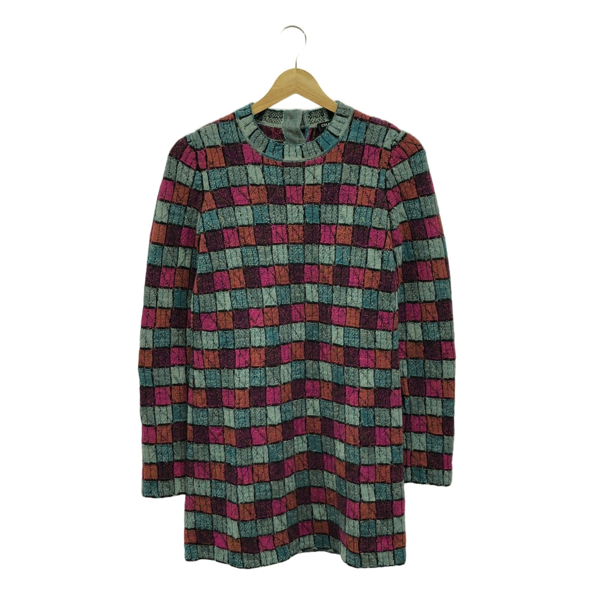 【美品】  CHANEL / シャネル | バックボタン クルーネック ロング ニットワンピース | 36 | マルチカラー | レディース