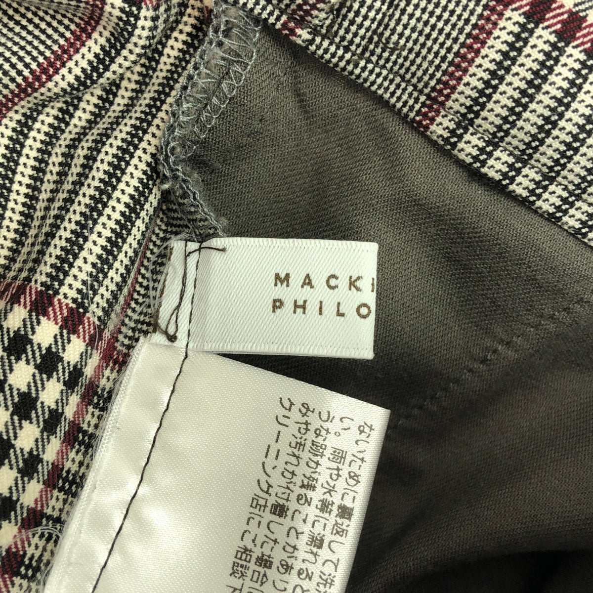 MACKINTOSH PHILOSOPHY / マッキントッシュフィロソフィー | チェック タック スラックス パンツ | 36 | グレー/ボルドー | レディース