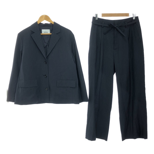 MY___ / My | Set-up Wool Stripe 3B Tailored Jacket / Wide Easy Slacks | 1 | Navy | Women's