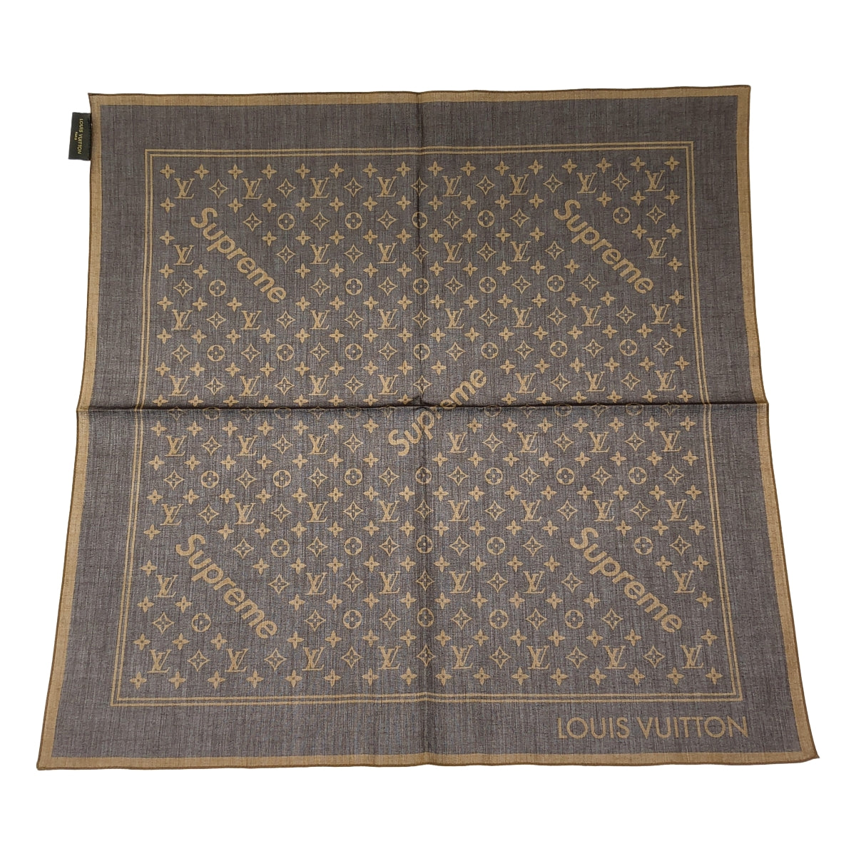 【美品】  Louis Vuitton / ルイヴィトン | × supreme ロゴ モノグラム バンダナ スカーフ ストール | ブラウン