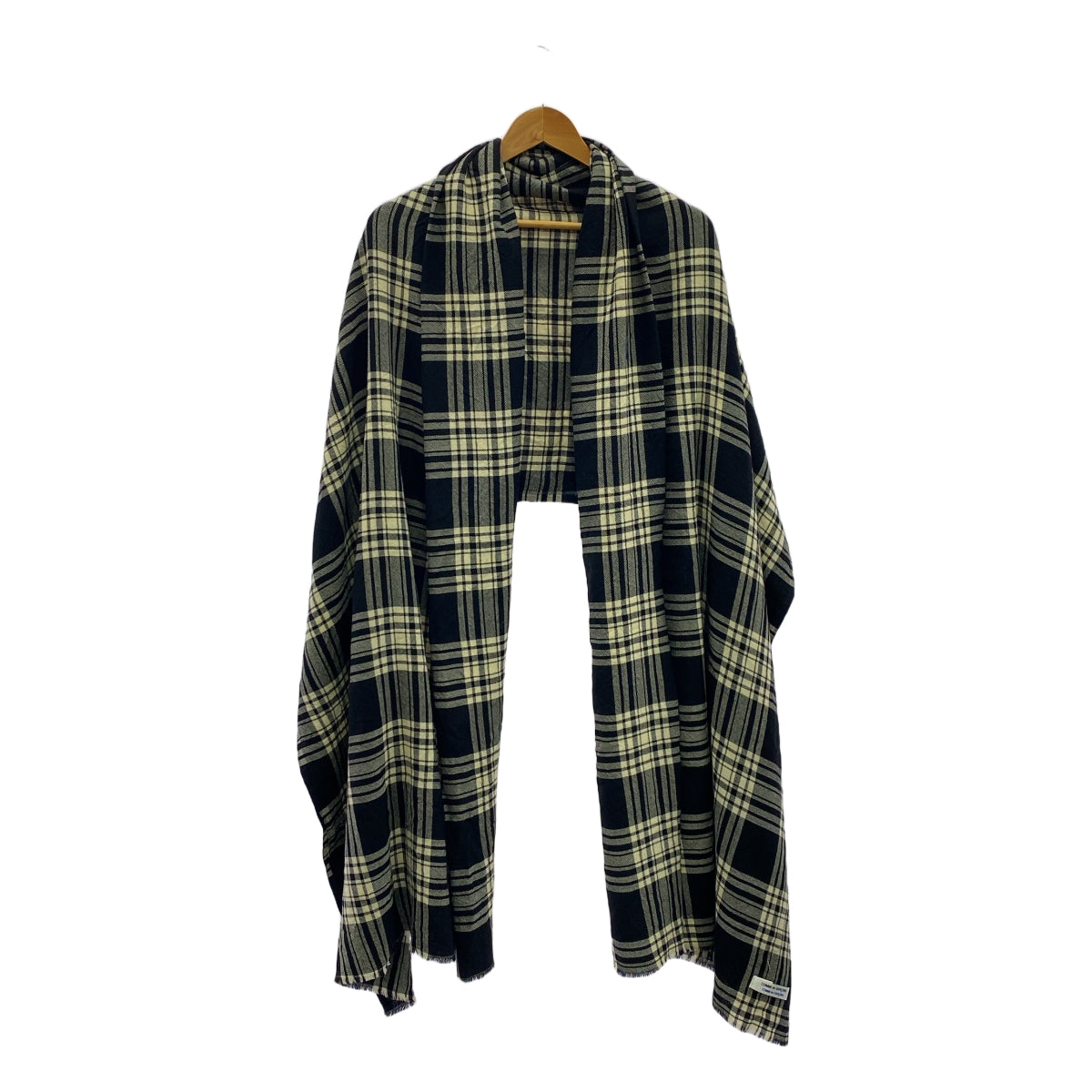 【美品】  COMME des GARCONS COMME des GARCONS / コムコム | チェック 大判 ストール | ブラック / オフホワイト