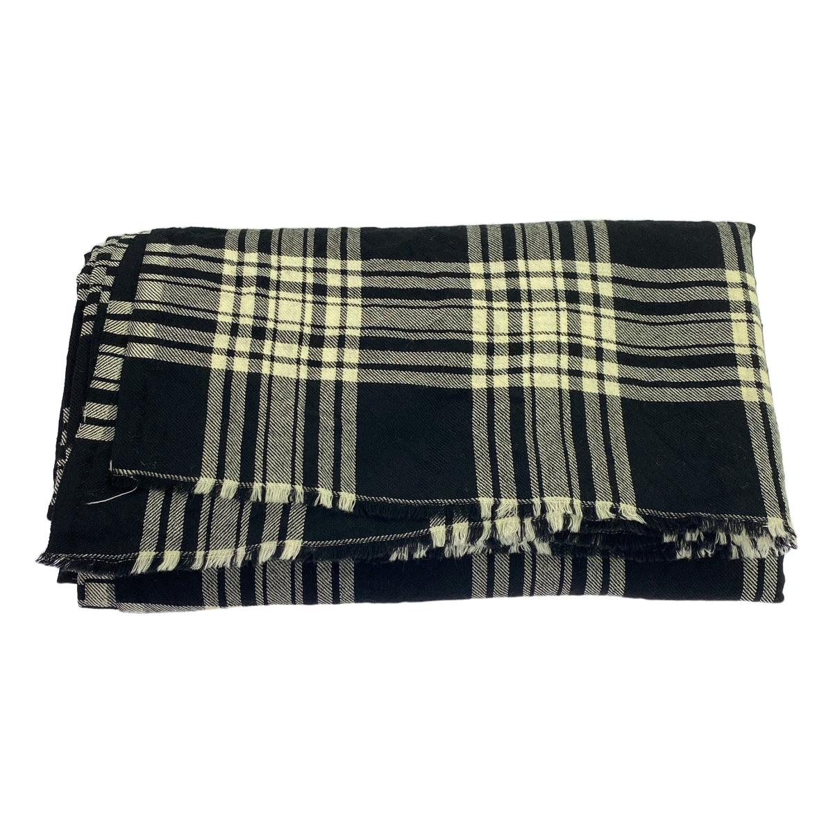 【美品】  COMME des GARCONS COMME des GARCONS / コムコム | チェック 大判 ストール | ブラック / オフホワイト