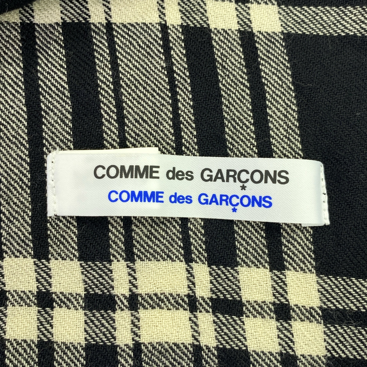 【美品】  COMME des GARCONS COMME des GARCONS / コムコム | チェック 大判 ストール | ブラック / オフホワイト