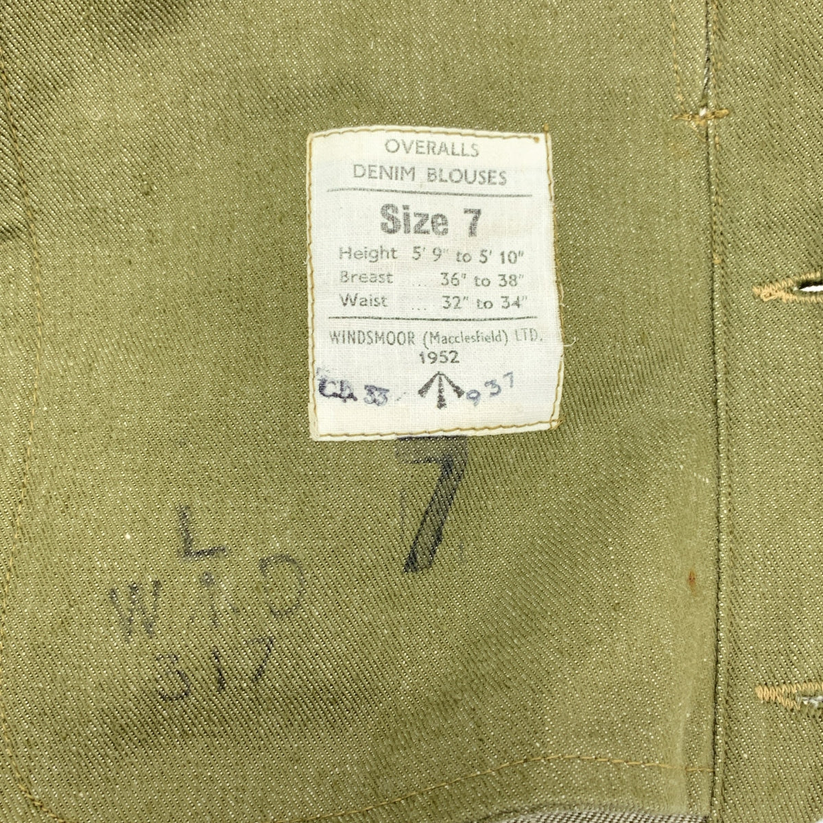 VINTAGE / ヴィンテージ古着 | 1950s | British Army Green Denim Battle Dress Jacket  / イギリス軍 グリーンデニム バトルドレス ジャケット | 7 | メンズ