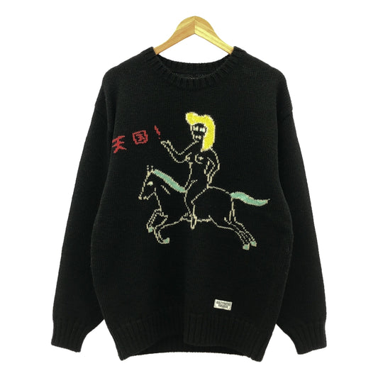 【신품】 WACKO MARIA / 와코 마리아 | 2023AW | INTARSIA CREW NECK SWEATER 니트 | M | 블랙 | 남성