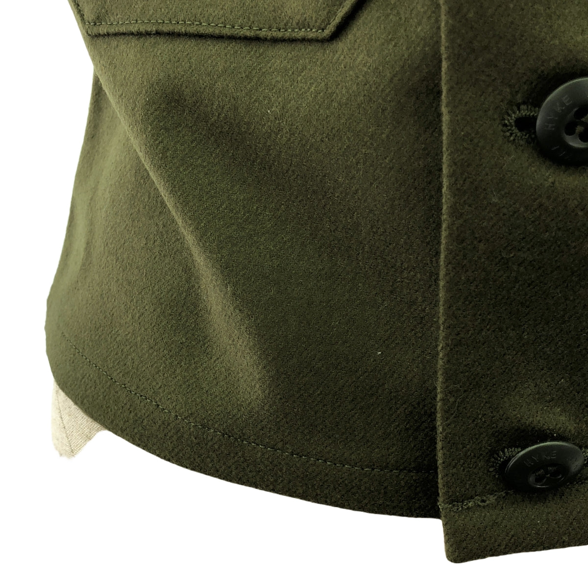 [品相良好] HYKE | 2024AW | 羊毛露肩上衣 / 麥爾登羊毛緊身胸衣 | 01 | 橄欖褐色 | 女款