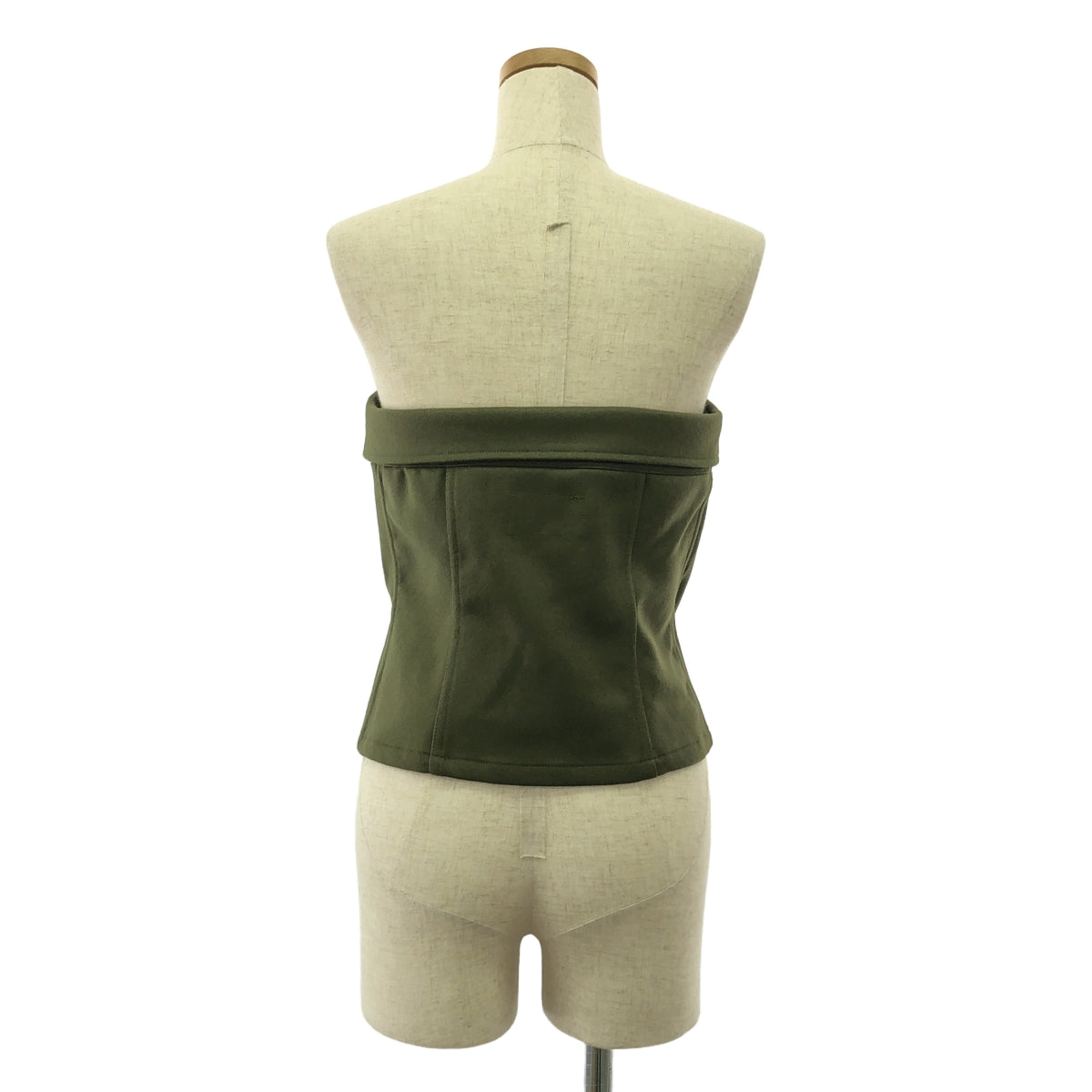 [品相良好] HYKE | 2024AW | 羊毛露肩上衣 / 麥爾登羊毛緊身胸衣 | 01 | 橄欖褐色 | 女款