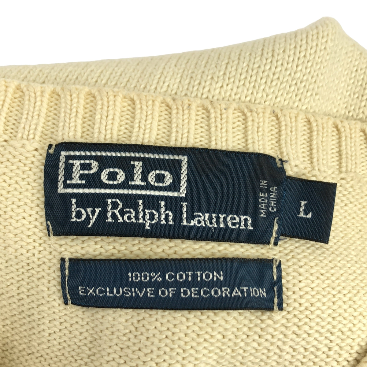 POLO BY RALPH LAUREN / 폴로바이랄 플로렌 | 1990s | 빈티지 EXCLUSIVE OF DECORATION 코튼 크루넥 니트 | L | 남성