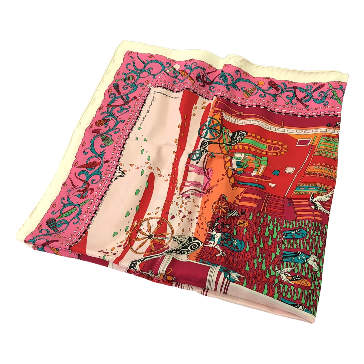 【美品】  Salvatore Ferragamo / サルヴァトーレフェラガモ | スピーニ・フェローニ宮殿 シルク スカーフ | マルチカラー