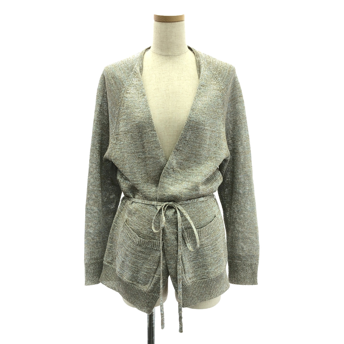 DRIES VAN NOTEN | Linen blend glitter knit cardigan | S | Gray | Women's