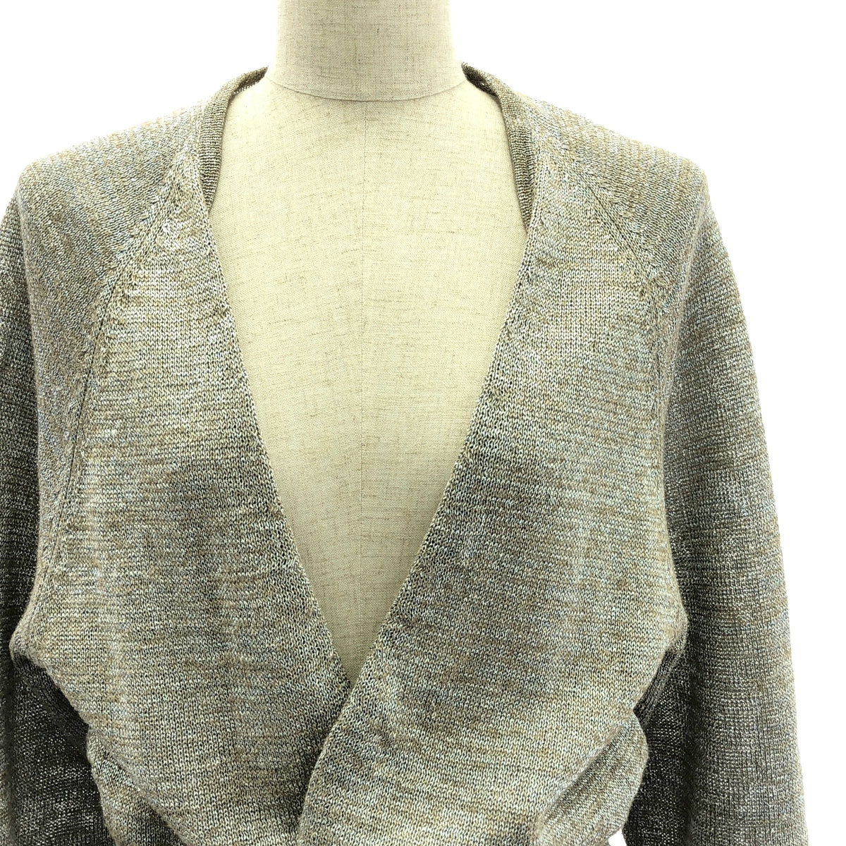 DRIES VAN NOTEN | Linen blend glitter knit cardigan | S | Gray | Women's